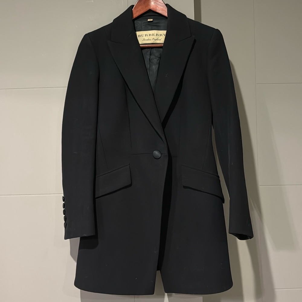 Burberry Black Wool Cashmere Coat Size UK 8 US 4